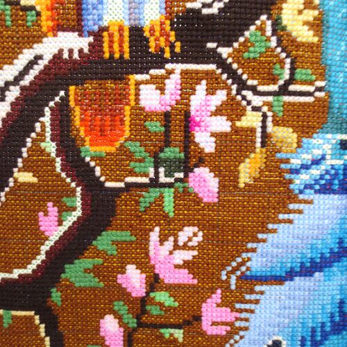 极速纯手工十字绣成品花开富贵孔雀图新款客厅玄关U圆形挂画绣好