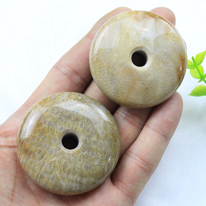 极速易晶缘天然水晶原石珊瑚玉化石平安扣摆N件大号手把件扁圆形