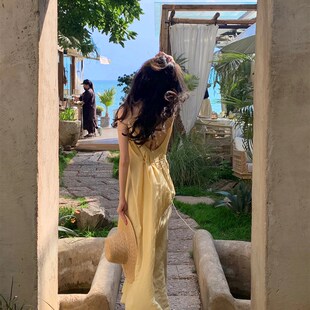 纳长裙女海南三亚度假沙滩吊带 拍照裙子西w双版 新品 大理洱海法式