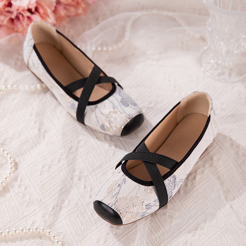 极速国风旗袍鞋i子女春季低跟浅口方头单鞋配裙子中式复古玛丽珍