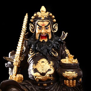 极速扬鞭赵公明神像骑虎黑u脸五路财神铜像供奉黄铜赵元帅招财风