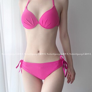 极速泳衣女性感比基尼裹裙三件套钢托聚拢胸显R瘦分体三角度假沙