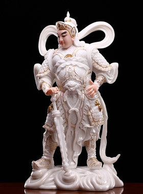 新品汉白玉c伽蓝韦陀菩萨左右护法珈蓝韦驮佛像家用供奉客厅佛堂