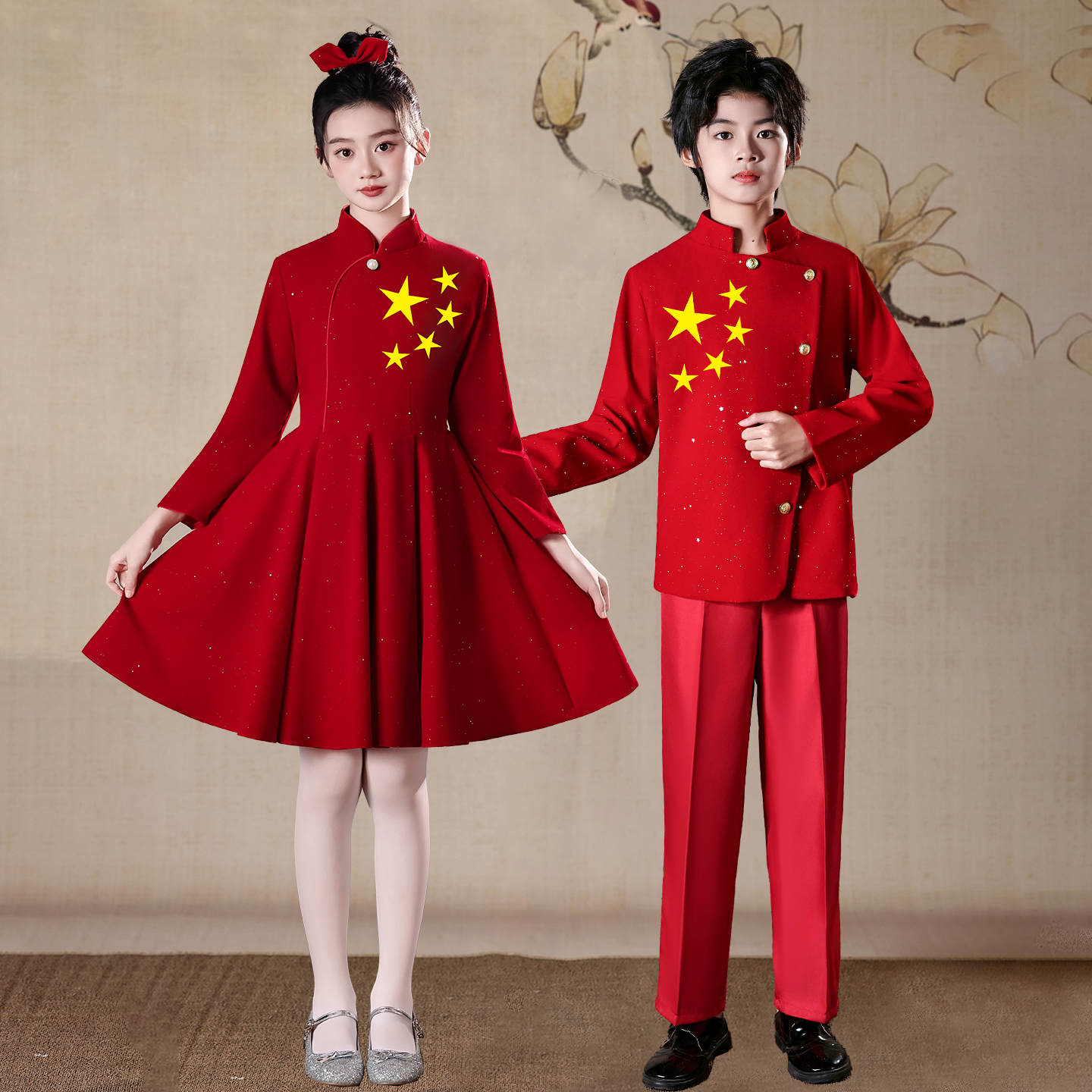 元旦红色爱国儿童合唱演出服