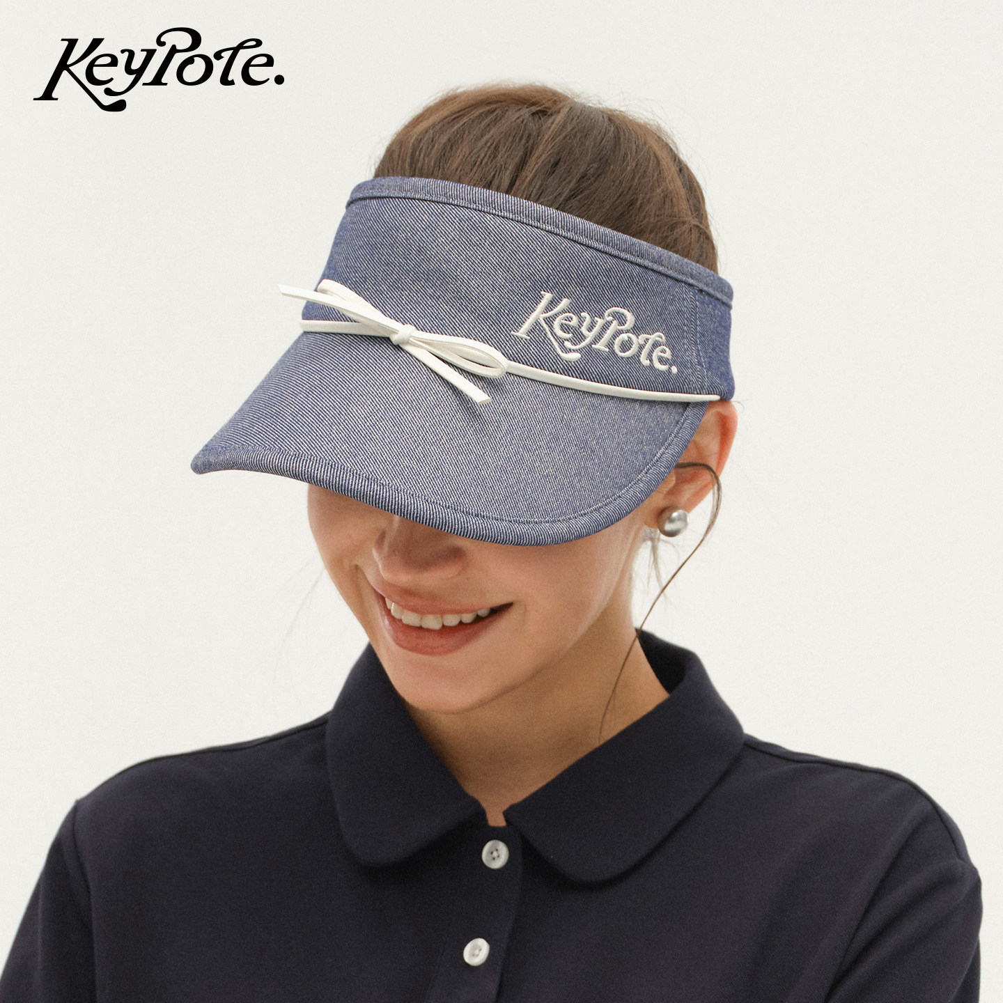 KeypoteGolf女士高尔夫空顶帽子编织拉菲草户外运动防晒遮阳帽