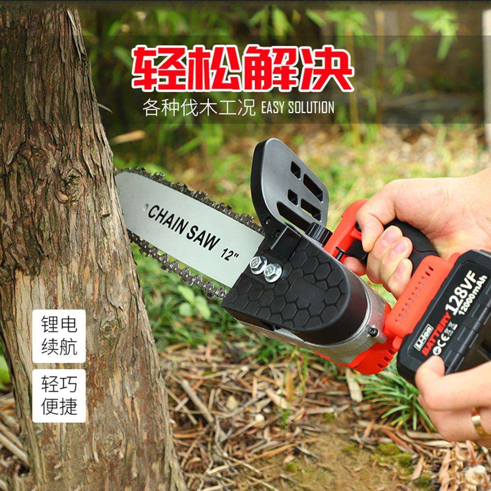 园林迷你电锯锂电单手锯木工无线伐木锯家用小型充电式电动链锯