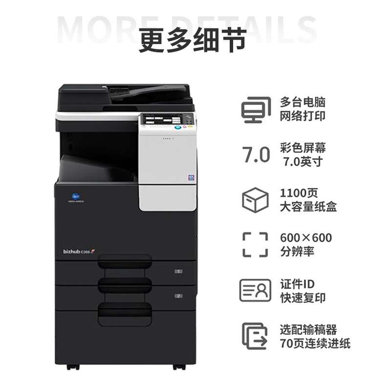 柯尼卡美能达C226/C286I办公大型彩色A3打印复印扫描网络复合机