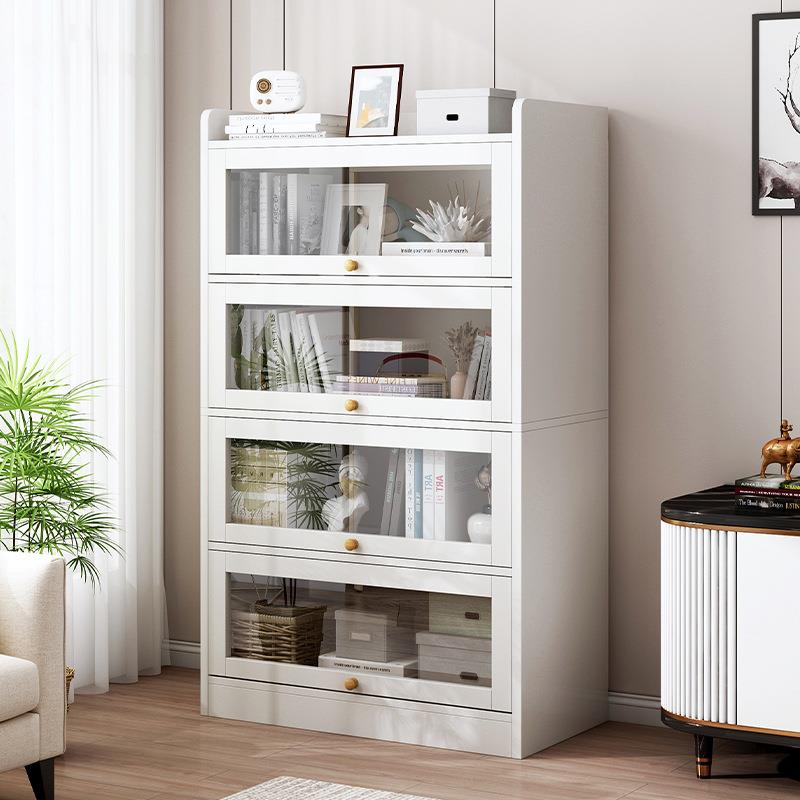 书柜置物柜家用客厅落地靠墙储物柜翻盖收纳多层带门防尘书架柜子
