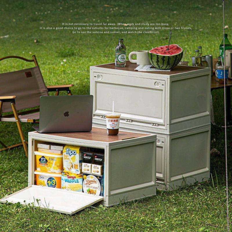 户外露营收纳箱折叠箱野营整理箱车载后备箱置物箱木盖衣服储物箱