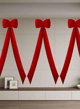 亚马逊热销大红色蝴蝶结装饰挂件 圣诞节室内装饰150cm蝴蝶结挂饰