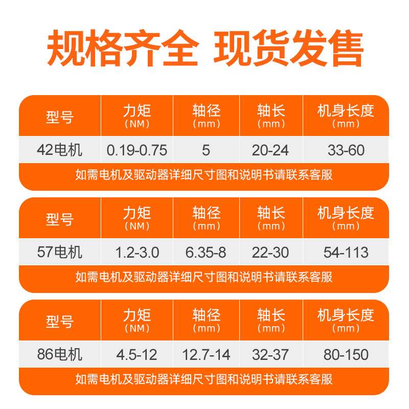 混合式两相42/57/86步进电机1.8度直流大扭矩电动马达厂家现货