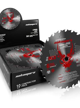 中村7 1/4英寸硬质合金AKUMA系列TCT10pcs木材切割184mm圆锯片24T