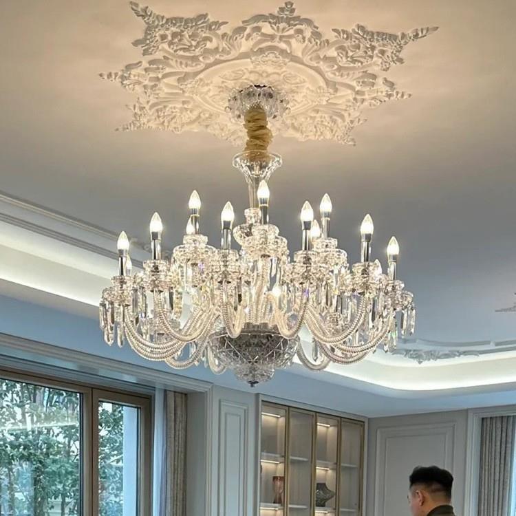 法式轻奢水晶吊灯复古中古风客厅主灯个性餐厅灯大气别墅灯具