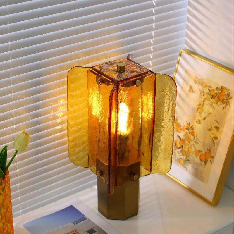 Elias中古风艺术台灯 意式穆拉诺手工玻璃卧室客厅书房琥珀色台灯