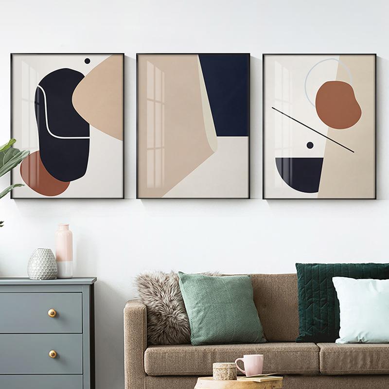 北欧黑白沙发挂画现代简约装饰画客厅抽象大气三联画卧室玄关壁画