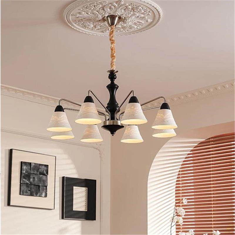 客厅吊灯中古现代简约实木大厅主灯美式复古设计师款餐厅灯