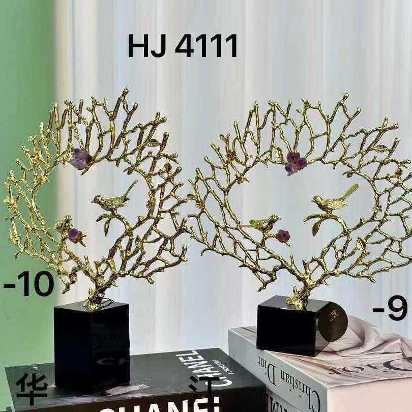 现代简约金属海树摆件轻奢软装饰品新中式酒柜客厅高级感小众摆设