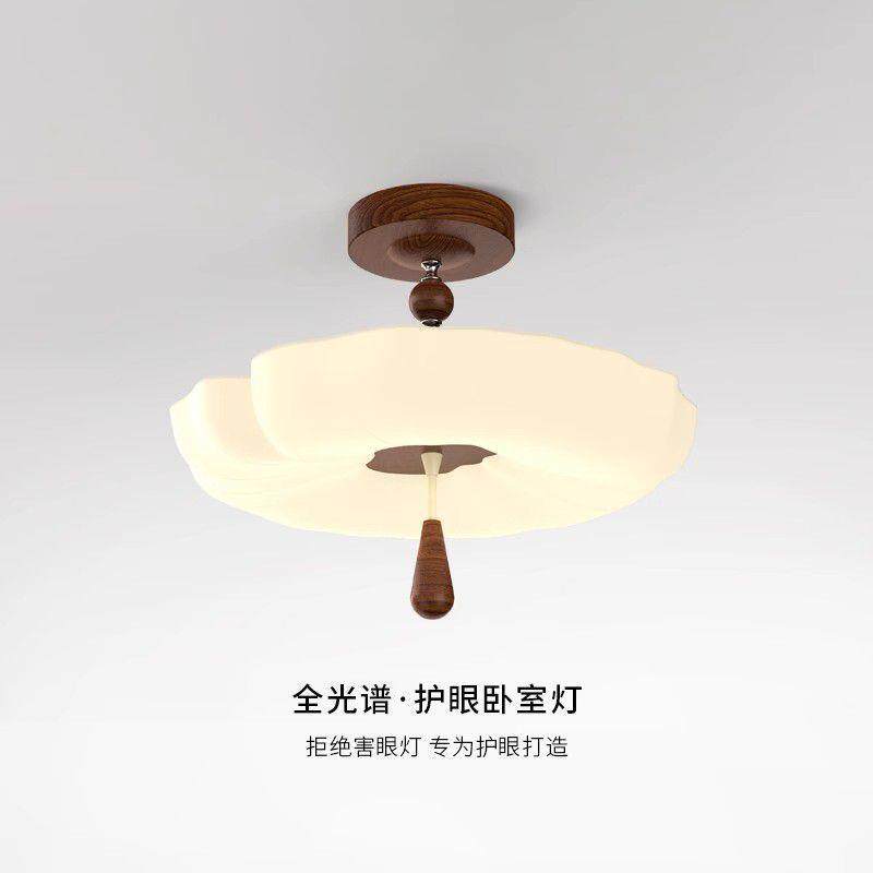法式中古风荷花卧室吊灯复古布艺南洋风房间书房宋代美学吸顶灯
