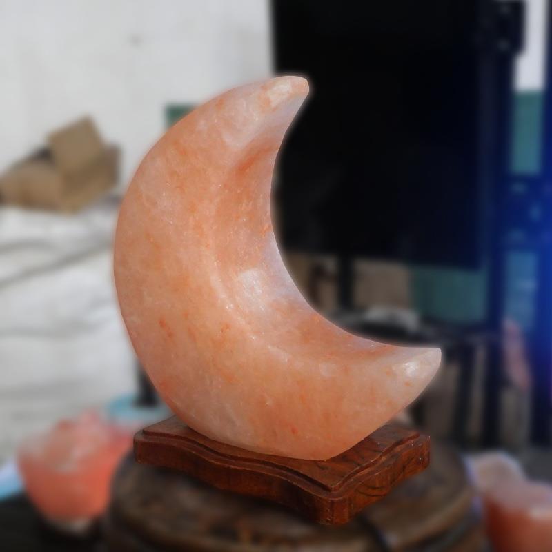 月亮盐灯喜马拉雅盐灯水晶矿石摆件巴基斯坦创意床头小夜