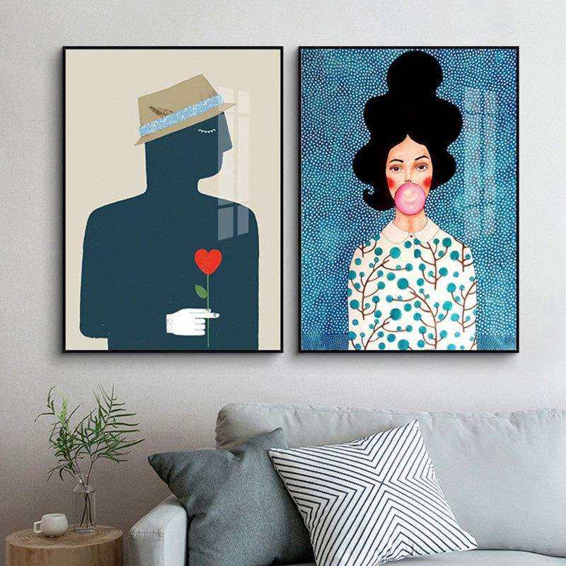 北欧风格抽象人物卧室装饰画玄关过道挂画酒店工装欧美人物像壁画