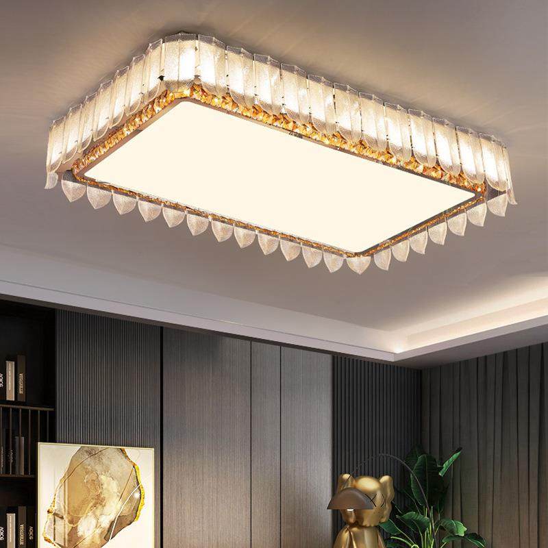 2023年新款水晶客厅灯长方形led吸顶灯轻奢大气简约现代灯具套餐
