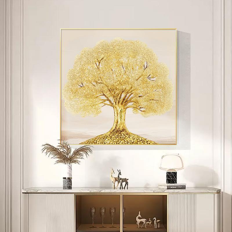 顺丰时来运转发财树大芬村油画手绘餐厅装饰画现代入户客厅玄关挂