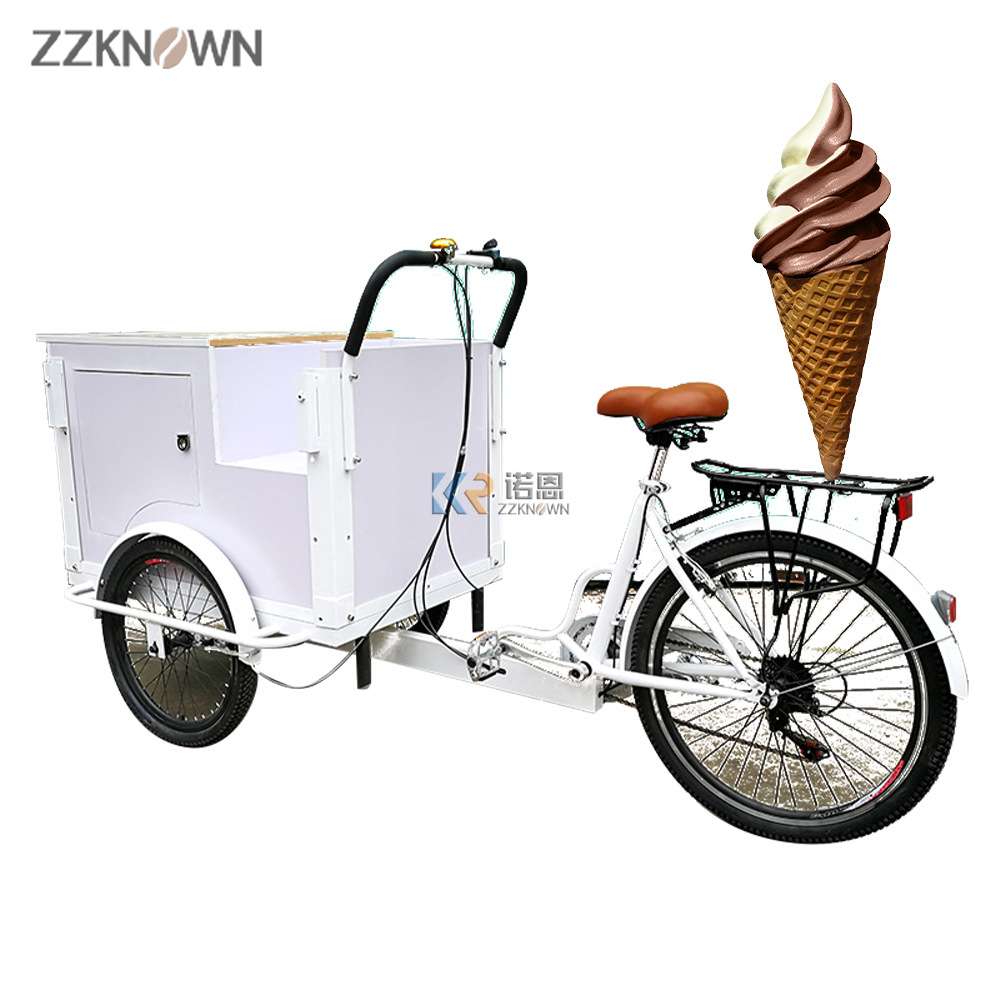 外贸出口户冰激凌饮料水果倒骑车户外夜市带冷柜创业摆摊小推车