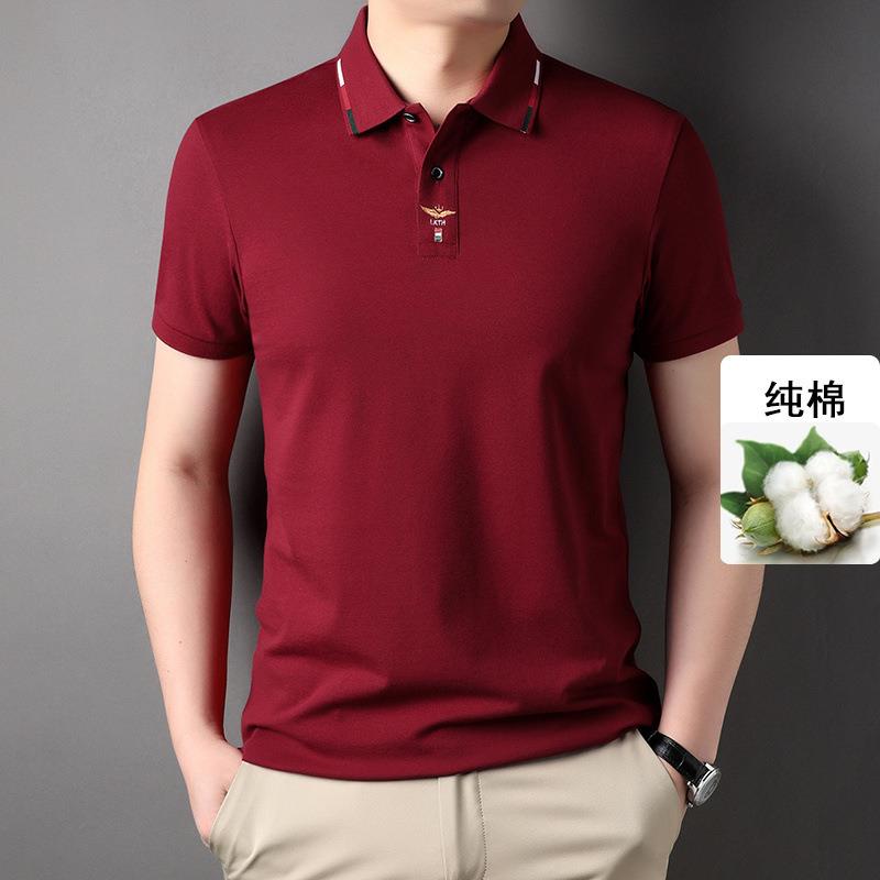 2023夏装夏季薄款衫男装本命年红色翻领短袖t恤polo