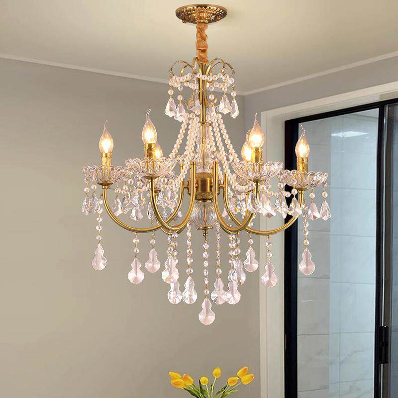 法式水晶客厅吊灯美式轻奢别墅卧室灯个性创意大厅灯简约餐厅灯具