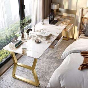 岩板长条桌子靠墙窄书桌极简双人阳台卧室床边桌工作台办公电脑桌