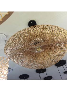 民宿竹艺吊灯田园风格中式灯笼吊灯饭店餐厅灯竹编藤艺竹艺灯具