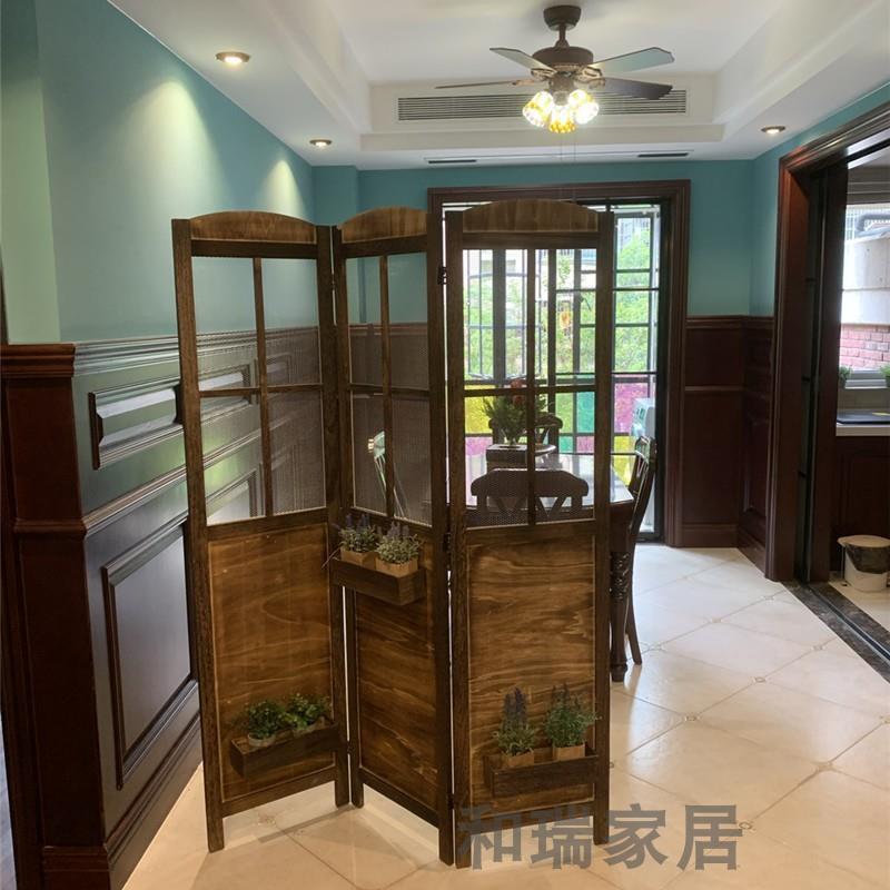 隔断折屏法式乡村复古做旧白色网格阳台花架屏风花店摄影婚礼道具
