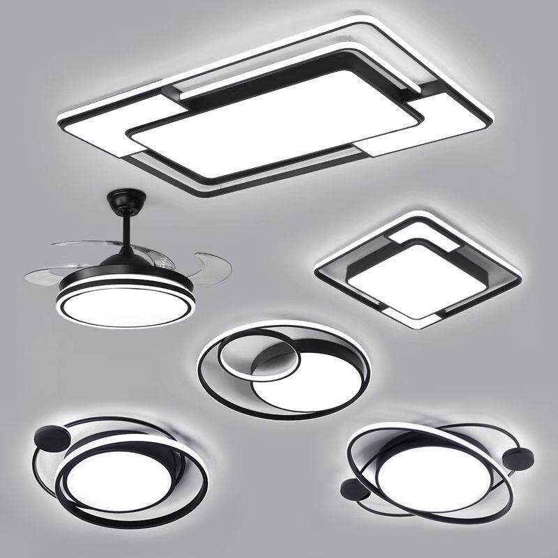 吊顶灯2022新款创意led卧室客厅灯大气长方形吸顶灯具组合套餐