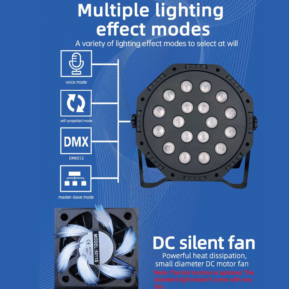 跨境18珠新款帕灯 AC 100-240V 7个频道多彩RGB舞台灯氛围音乐灯