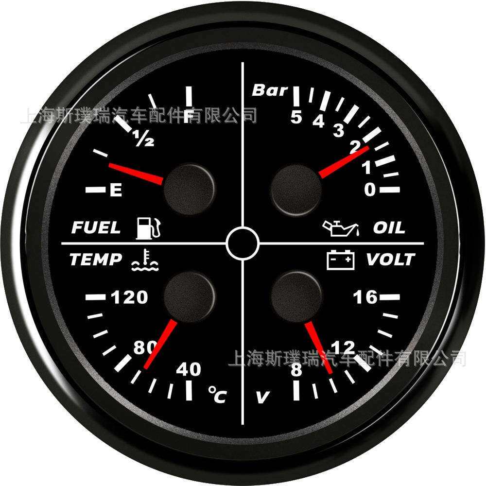 85mm指针油位表油压表水温表电压表四合一仪表0-5bar改装车用船用