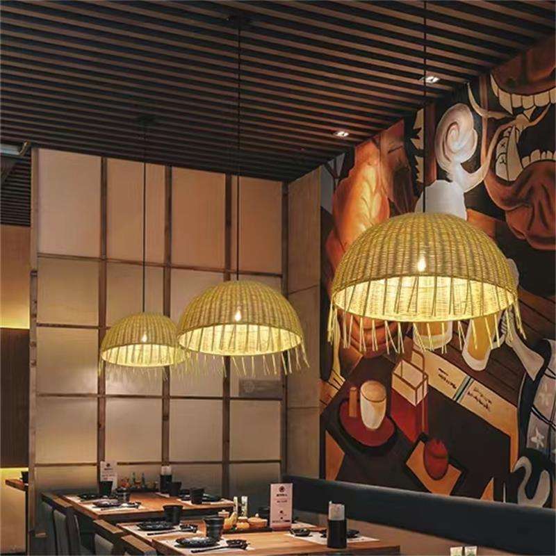 藤编藤艺吊灯日式茶室民宿餐厅田园大厅大堂禅意吧台手工日式灯具