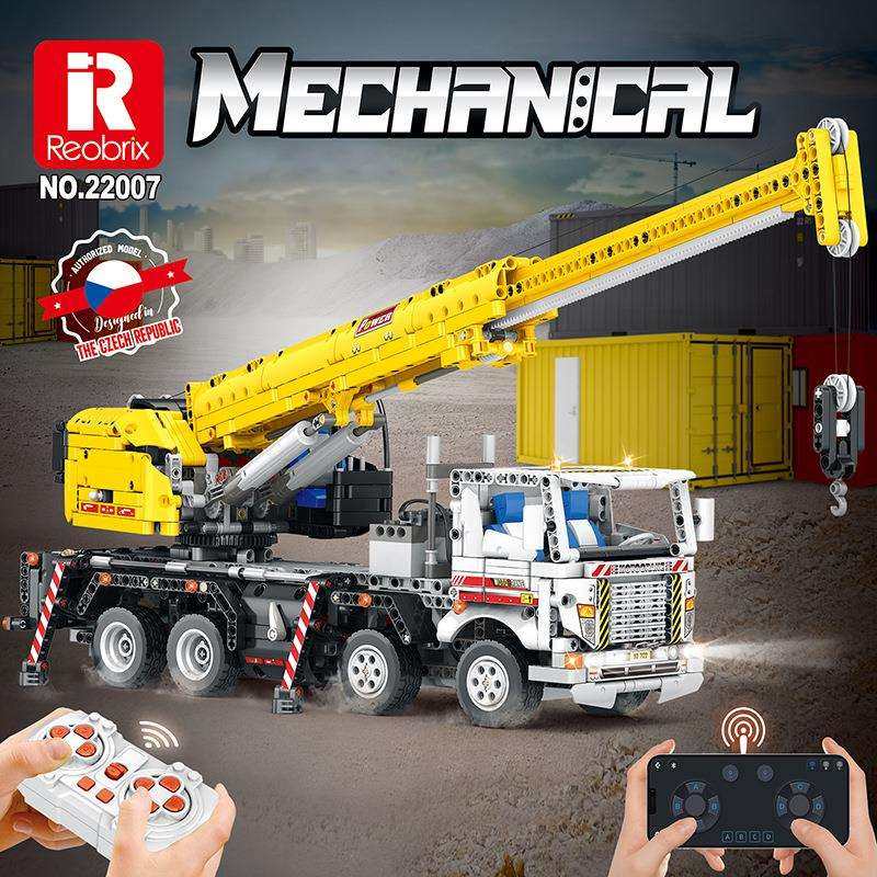 跨境Reobrix22007科技遥控机械工程积木吊车拼装电动模型益智玩具