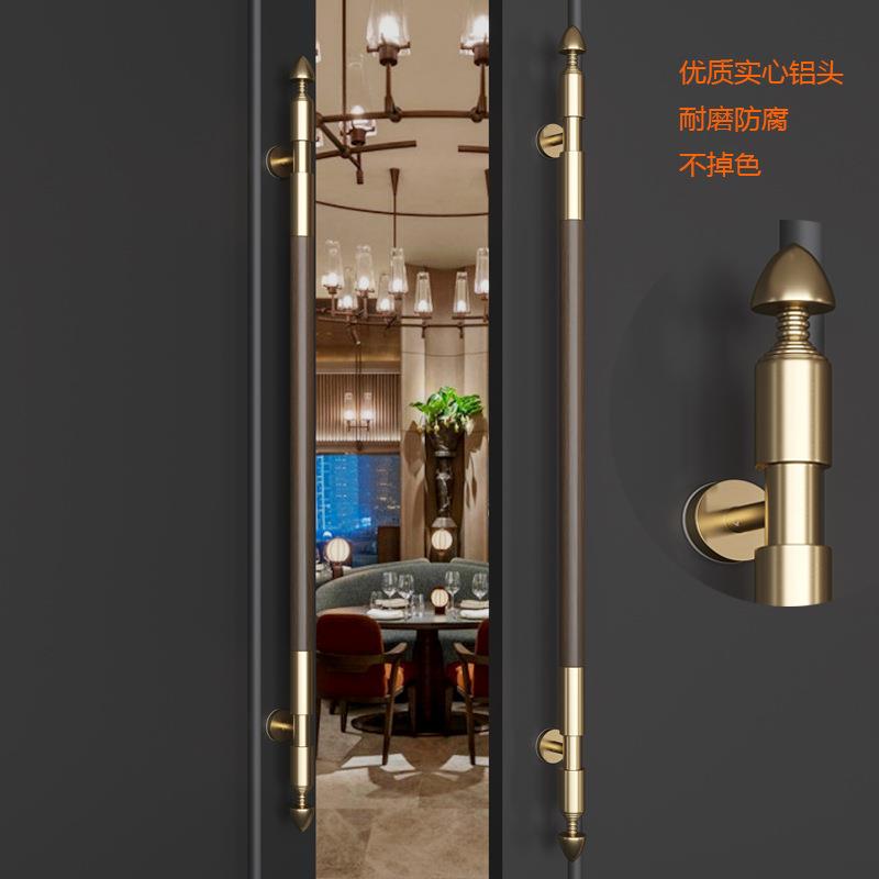 高汀五金红古铜拼接新中式简约酒店大堂星级公寓入户大门拉手