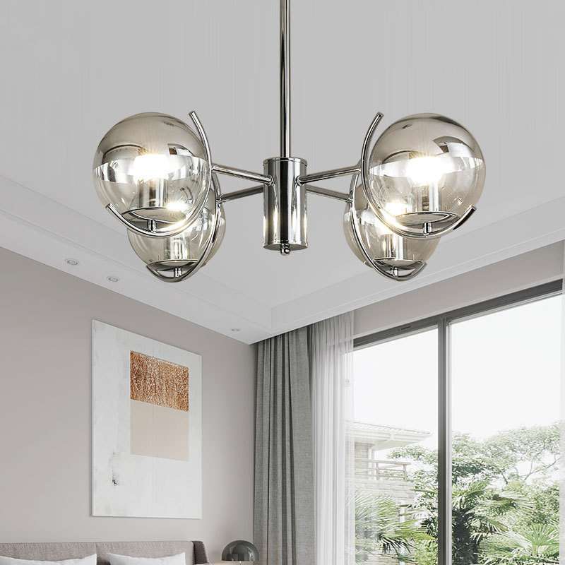 极简意式吊灯客厅灯现代简约中古屋卧室餐厅灯设计感电镀玻璃主灯