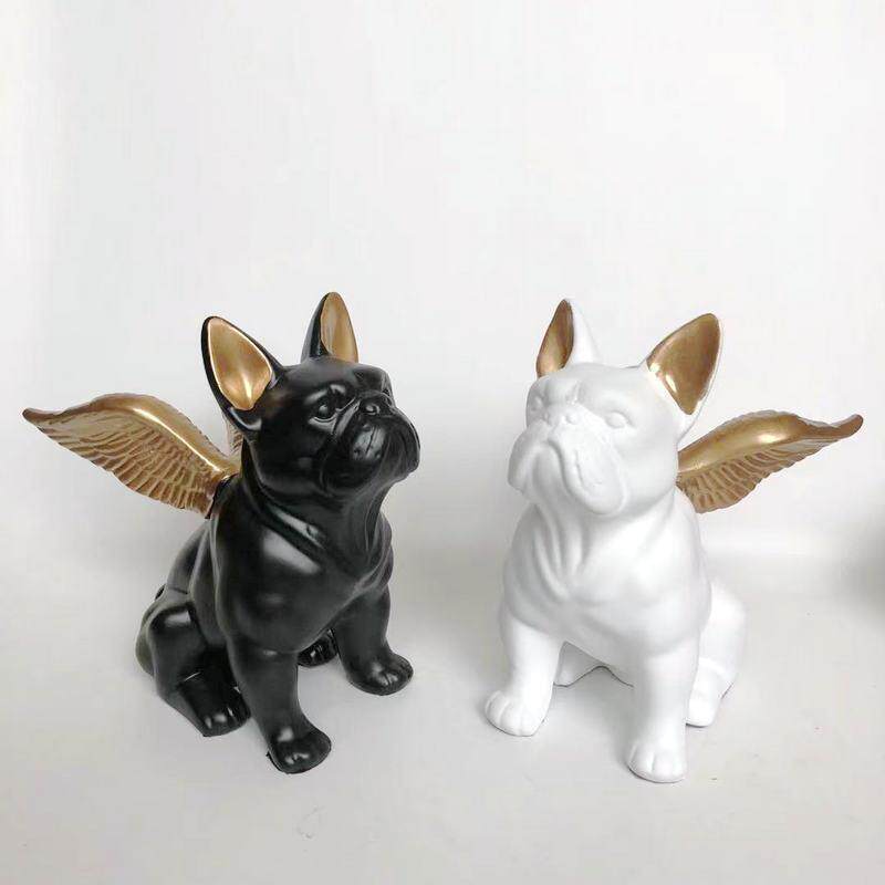 斗牛犬仿真飞狗树脂工艺品摆件桌面个性家居饰品宠物创意艺术摆件
