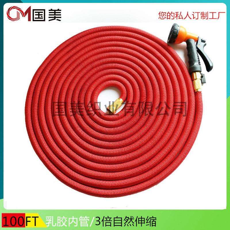 100FT新款欧美花园洗车 红色全铜伸缩水管2020欧美版花园水管