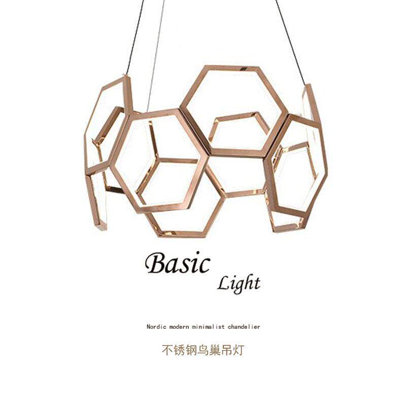 不锈钢环异形吊灯北欧足球设计师样板房后现代简约轻奢风设计师款