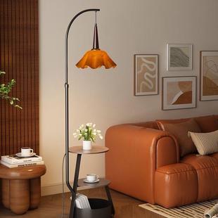 红云石罩落地灯客厅沙发旁氛围茶几复古卧室置物架灯中古立式台灯