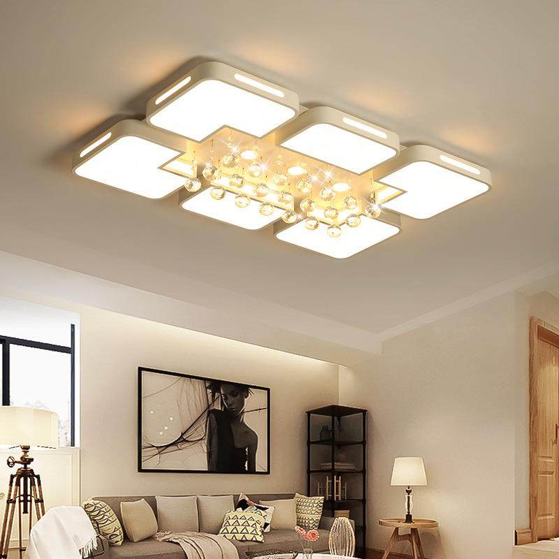 客厅灯大气简约水晶轻奢后现代卧室餐厅2023新款led吸顶灯具套餐