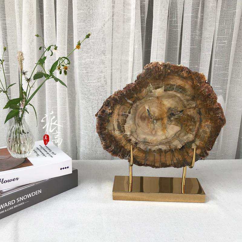 天然木化石摆件 创意木化石家居摆件 客厅样板房书房树化石摆件