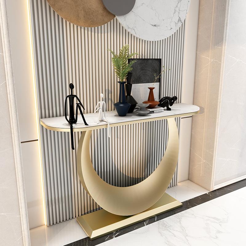 意式轻奢岩板玄关桌进门入户现代极简约客厅装饰超窄玄关台玄关柜