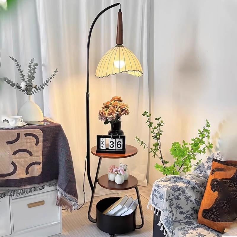 落地灯美式复古风客厅沙发旁氛围茶几灯卧室床头柜一体氛围落地灯
