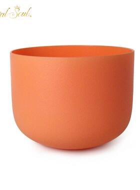 炼金水晶钵9英寸432Hz橙色磨砂钵石英水晶颂钵冥想疗愈唱歌碗