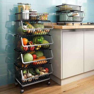厨房蔬菜篮水果篮多层落地果蔬篮子可调节高度置物架大空间收纳篮