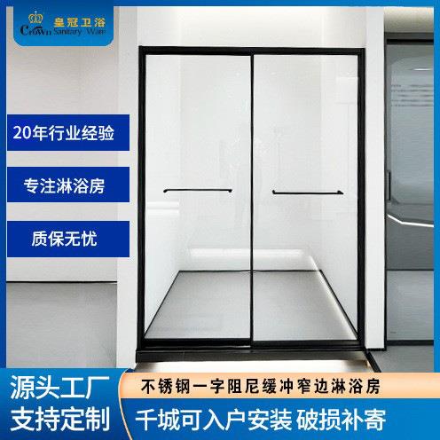 淋浴房一字阻尼窄边整体卫生间干湿分离隔断浴室玻璃沐浴房洗澡房